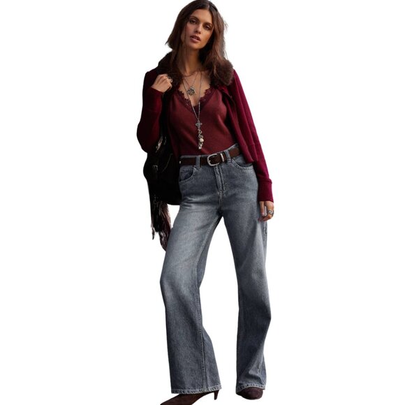 We The Free Tinsley Baggy Straight Jeans • Hazey Blue • 29 • NWOT (Altered) - Picture 10 of 12